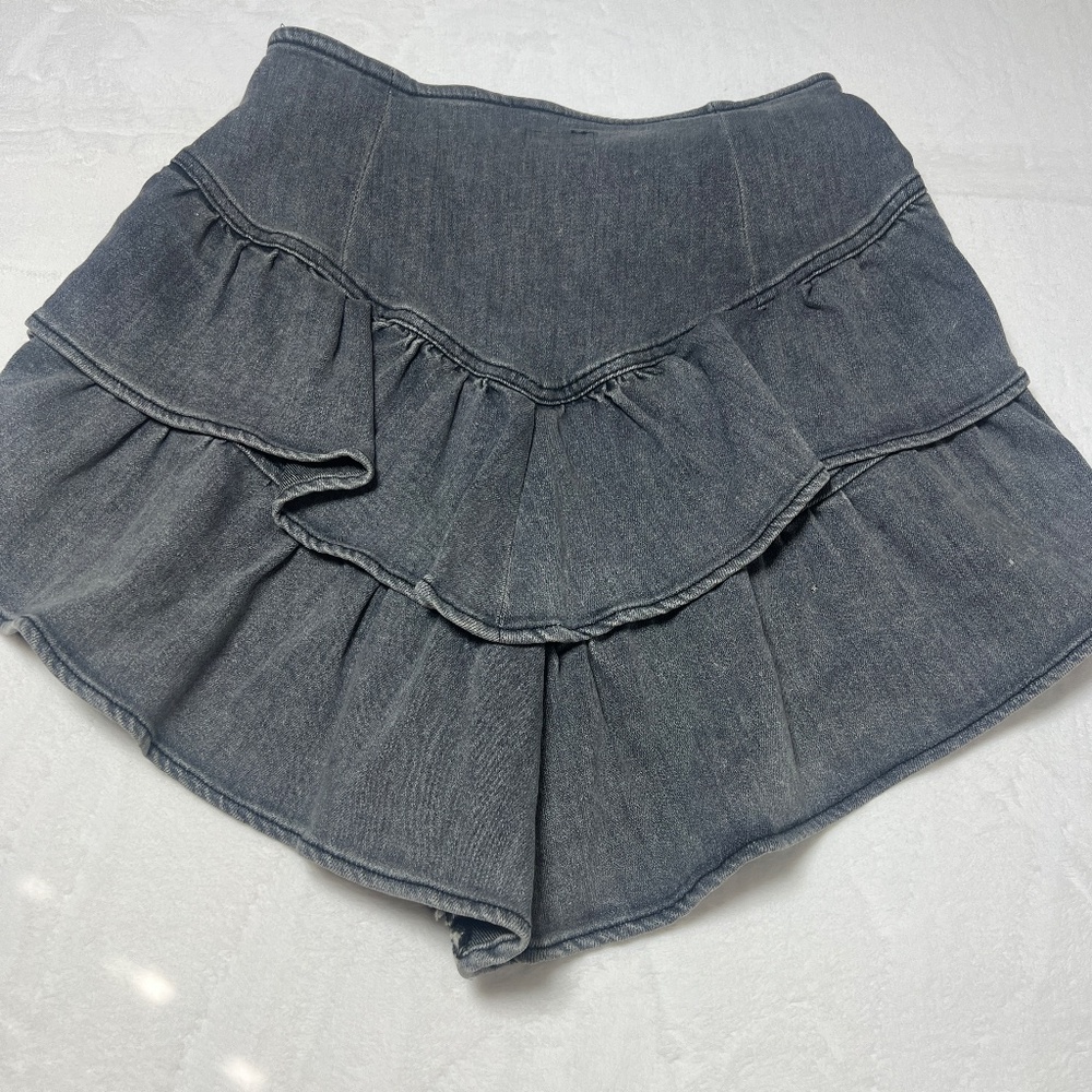 Mother  Digging Up Dirt The Ruffle Denim Mini Skirt - Picture 6 of 8